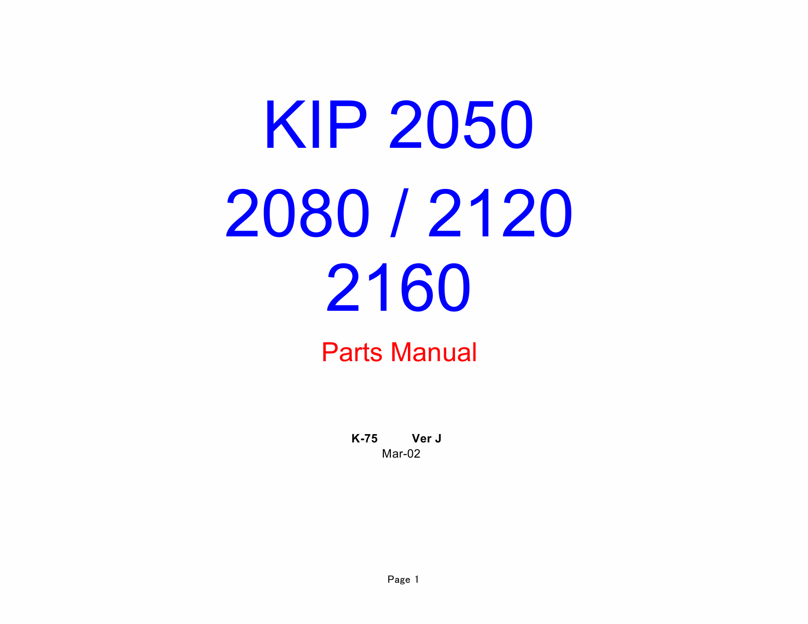 KIP 2050 2080 2120 2160 Image-Scanner K-75 Parts Manual-1